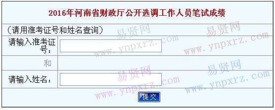 2016年河南省财政厅选调工作人员笔试成绩公示